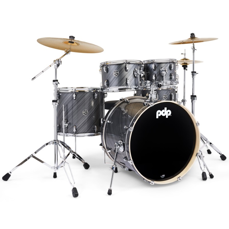 PDP Drums Mainstage 5 Pieces Drumset with Hardware and Paiste Cymbals - Twisted Graphite