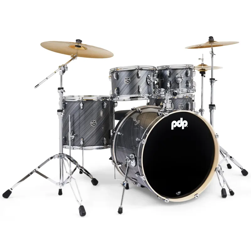 PDP Drums Mainstage 5 Pieces Drumset with Hardware and Paiste Cymbals - Twisted Graphite
