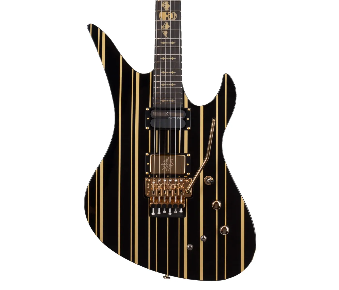 Schecter 1742 Electric Guitar Synyster Custom-S - Gloss Black With Gold Stripes