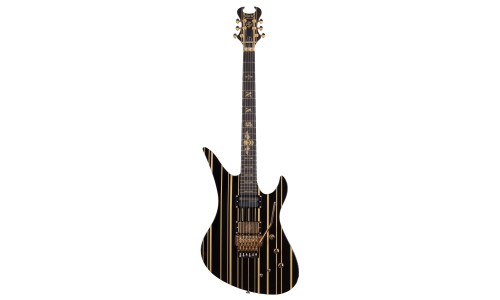 Schecter 1742 Electric Guitar Synyster Custom-S - Gloss Black With Gold Stripes