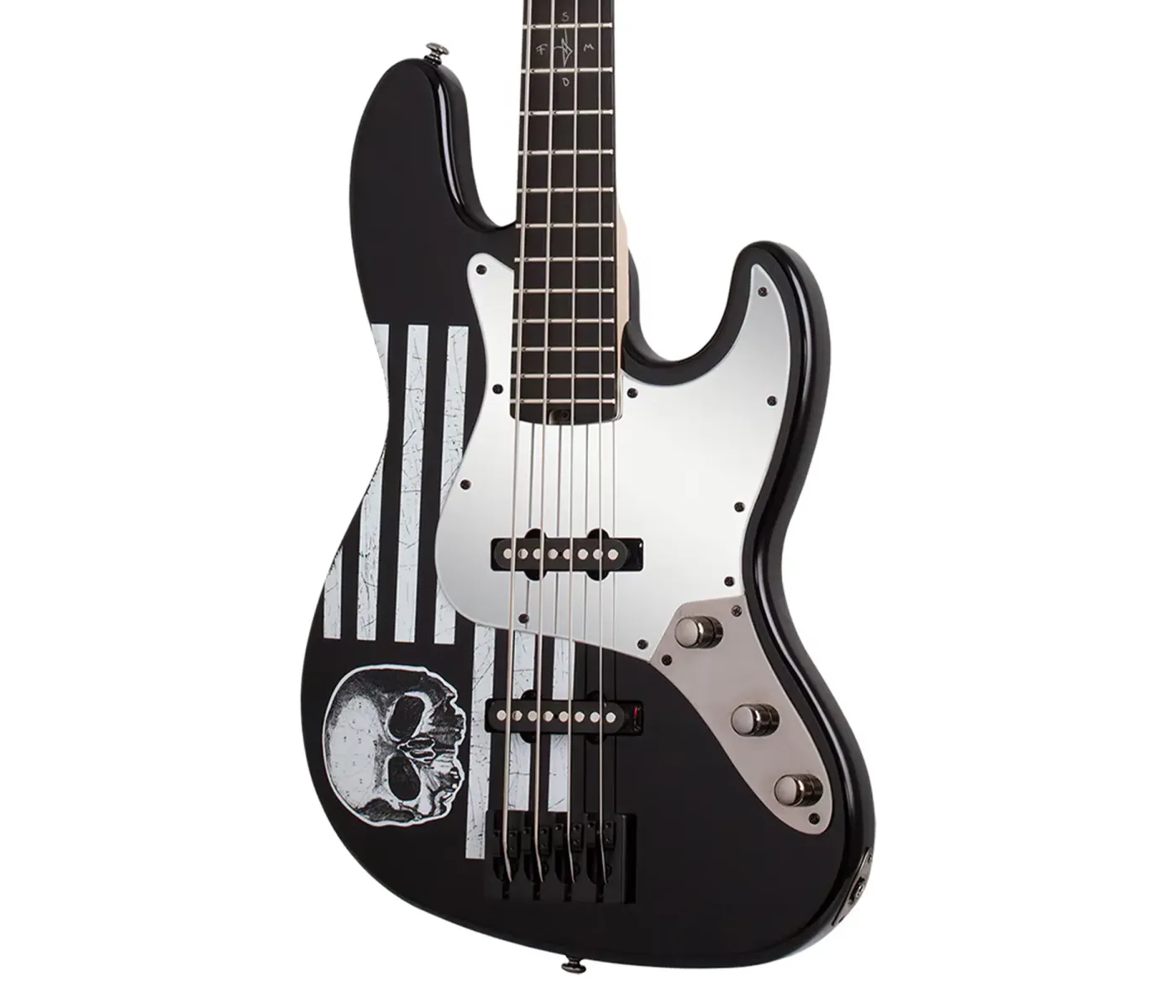 Schecter 84 JD DeServio J-4 Electric Bass - Gloss Black with 'BLS' Distressed Flag (PRE ORDER)