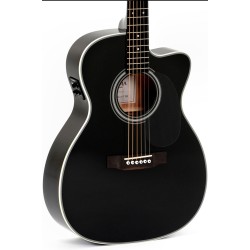 Sigma 000MC-1E-BK Guitars 000-14 Fret, Cutaway Solid Semi Acoustic Guitar - Black High Gloss