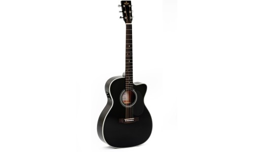 Sigma 000MC-1E-BK Guitars 000-14 Fret, Cutaway Solid Semi Acoustic Guitar - Black High Gloss