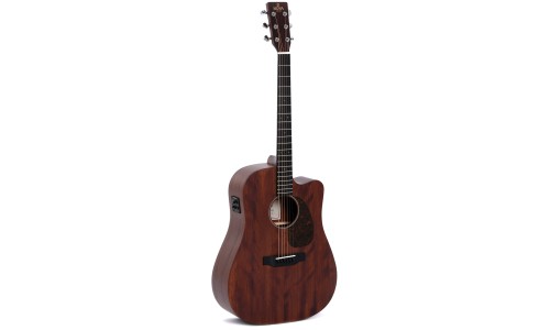 Sigma DMC-15E Guitars  D-14 Fret, Cutaway Semi Acoustic Guitar - Mahogany Satin