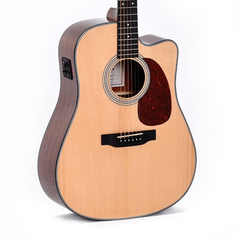 Sigma Guitars DMC-1E D-14 Fret Solid Top Sitka Spruce Cutaway Semi-Acoustic Guitar - Natural High Gloss