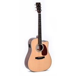 Sigma Guitars DMC-1E D-14 Fret Solid Top Sitka Spruce Cutaway Semi-Acoustic Guitar - Natural High Gloss