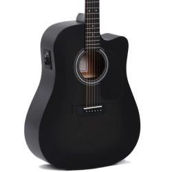 Sigma Guitars DMCE-BKB D-14 Fret Solid Top Sitka Spruce Cutaway Semi Acoustic Guitar - Satin