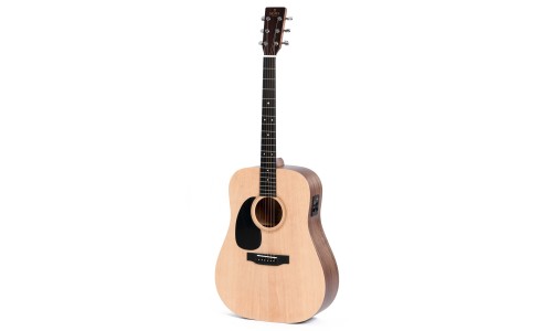 Sigma Guitars DMEL D-14 Fret Left Handed Solid Top Sitka Spruce Semi Acoustic Guitar - Natural