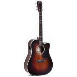 Sigma Guitars DTC-1E-SB D-14 Fret Solid Top Sitka Spruce Cutaway Semi-Acoustic Guitar - High Gloss Vintage Sunburst