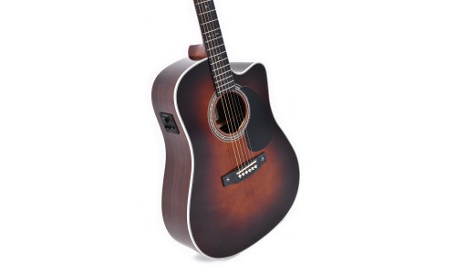 Sigma Guitars DTC-1E-SB D-14 Fret Solid Top Sitka Spruce Cutaway Semi-Acoustic Guitar - High Gloss Vintage Sunburst