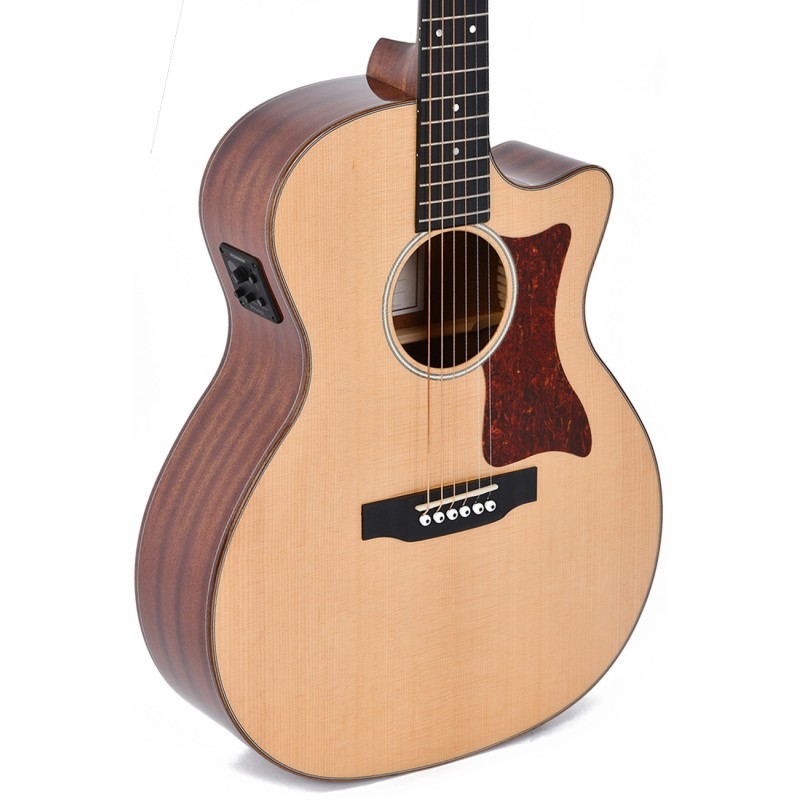 Sigma GMC-1E Guitars Grand OM-14 Fret, Cutaway Semi Acoustic Guitar - Natural High Gloss