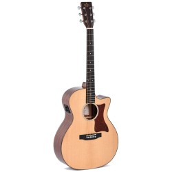 Sigma GMC-1E Guitars Grand OM-14 Fret, Cutaway Semi Acoustic Guitar - Natural High Gloss