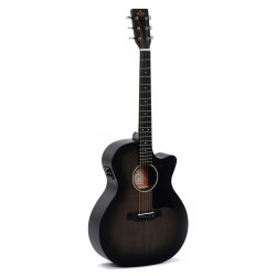 Sigma Guitars GMC-STE-BKB Grand OM-14 Fret Solid Top Sitka Spruce Cutaway Semi-Acoustic Guitar - Black Burst