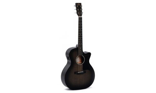 Sigma Guitars GMC-STE-BKB Grand OM-14 Fret Solid Top Sitka Spruce Cutaway Semi-Acoustic Guitar - Black Burst