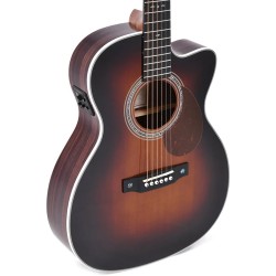 Sigma OMTC-1E-SB Guitar 000-14 Fret, Cutaway Semi Acoustic Guitar - Polished Gloss with Sunburst