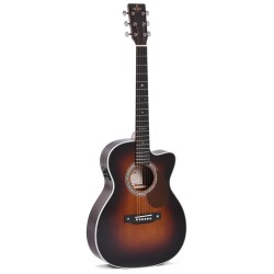 Sigma OMTC-1E-SB Guitar 000-14 Fret, Cutaway Semi Acoustic Guitar - Polished Gloss with Sunburst