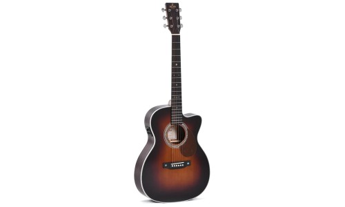 Sigma OMTC-1E-SB Guitar 000-14 Fret, Cutaway Semi Acoustic Guitar - Polished Gloss with Sunburst