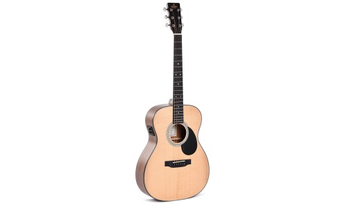 Sigma Guitars SOMM-STE OM-14 Fret Solid Top Sitka Spruce Semi-Acoustic Guitar - Natural