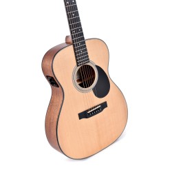 Sigma Guitars SOMM-STE OM-14 Fret Solid Top Sitka Spruce Semi-Acoustic Guitar - Natural