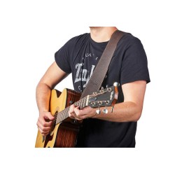 Taylor 4101-25 2.5-inch Leather with Suede Guitar Strap - Chocolate Brown