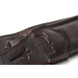 Taylor 4124-25 Embroidered Leather 2.5-inch Guitar Strap - Spring Vine Leather Chocolate Brown