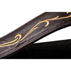 Taylor 4124-25 Embroidered Leather 2.5-inch Guitar Strap - Spring Vine Leather Chocolate Brown