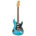 Vintage V6MRGHB Icon Electric Guitar - Distressed Gun Hill Blue On Sunburst Vintage V6MRGHB Icon Electric Guitar - Distressed Gun Hill Blue On Sunburst