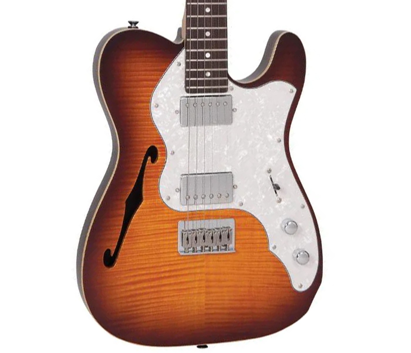 Vintage V72HFTB Reissued Custom Spec Electric Guitar - Flame Tobacco Burst