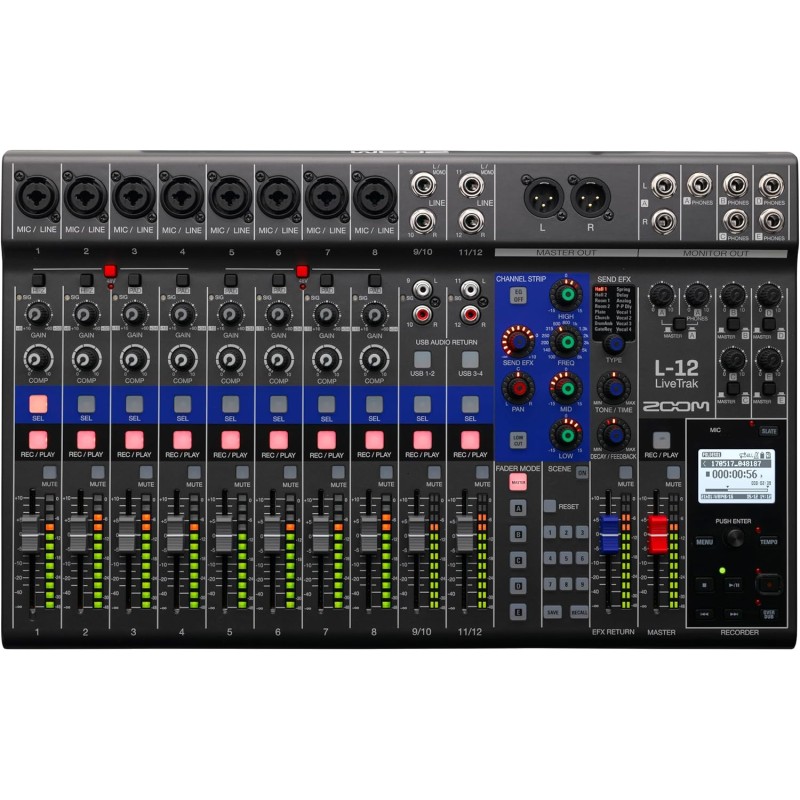 Zoom L-12 LiveTrak Digital Mixer Recorder - 12 Channels