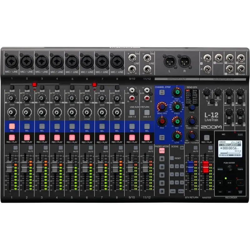 Zoom L-12 LiveTrak Digital Mixer Recorder - 12 Channels- 2 Years Warranty