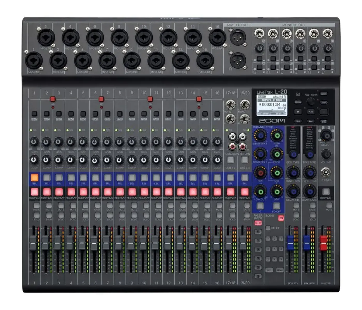 Zoom L-20 LiveTrak Digital Mixer Recorder - 20 Channels- 2 Years Warranty