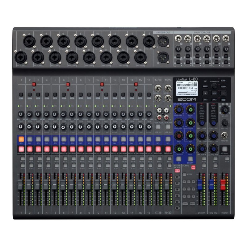 Zoom L-20 LiveTrak Digital Mixer Recorder - 20 Channels