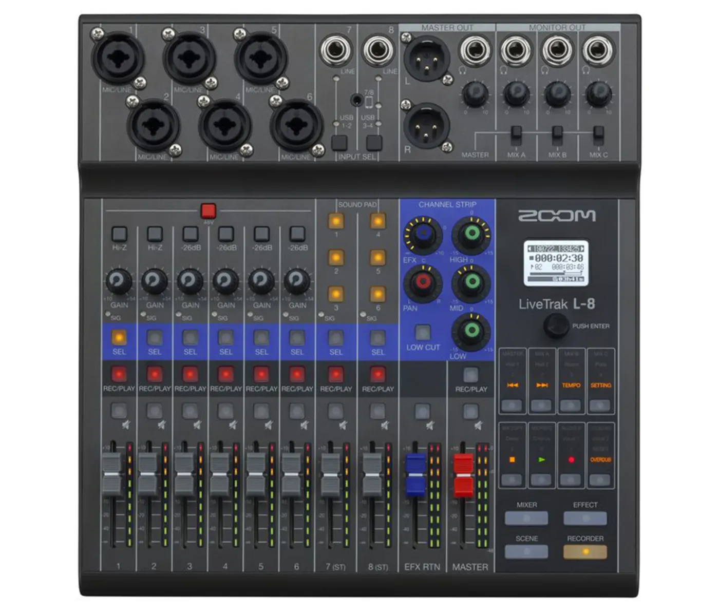 Zoom L-8 LiveTrak Digital Mixer - Recorder - 8 Channels- 2 Years Warranty