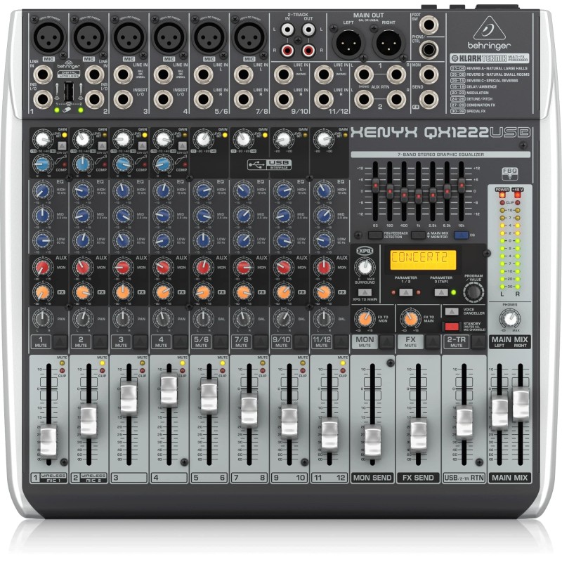 Behringer Xenyx QX1222USB Mixer with USB and Effects - 12 Channels