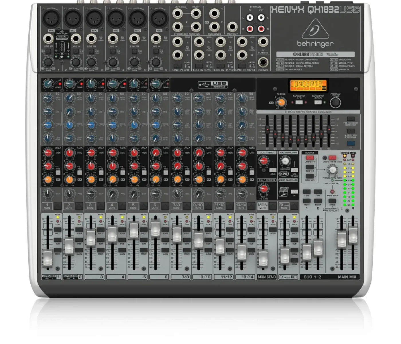 Behringer Xenyx QX1832USB Mixer with USB and Effects - 18 Channels