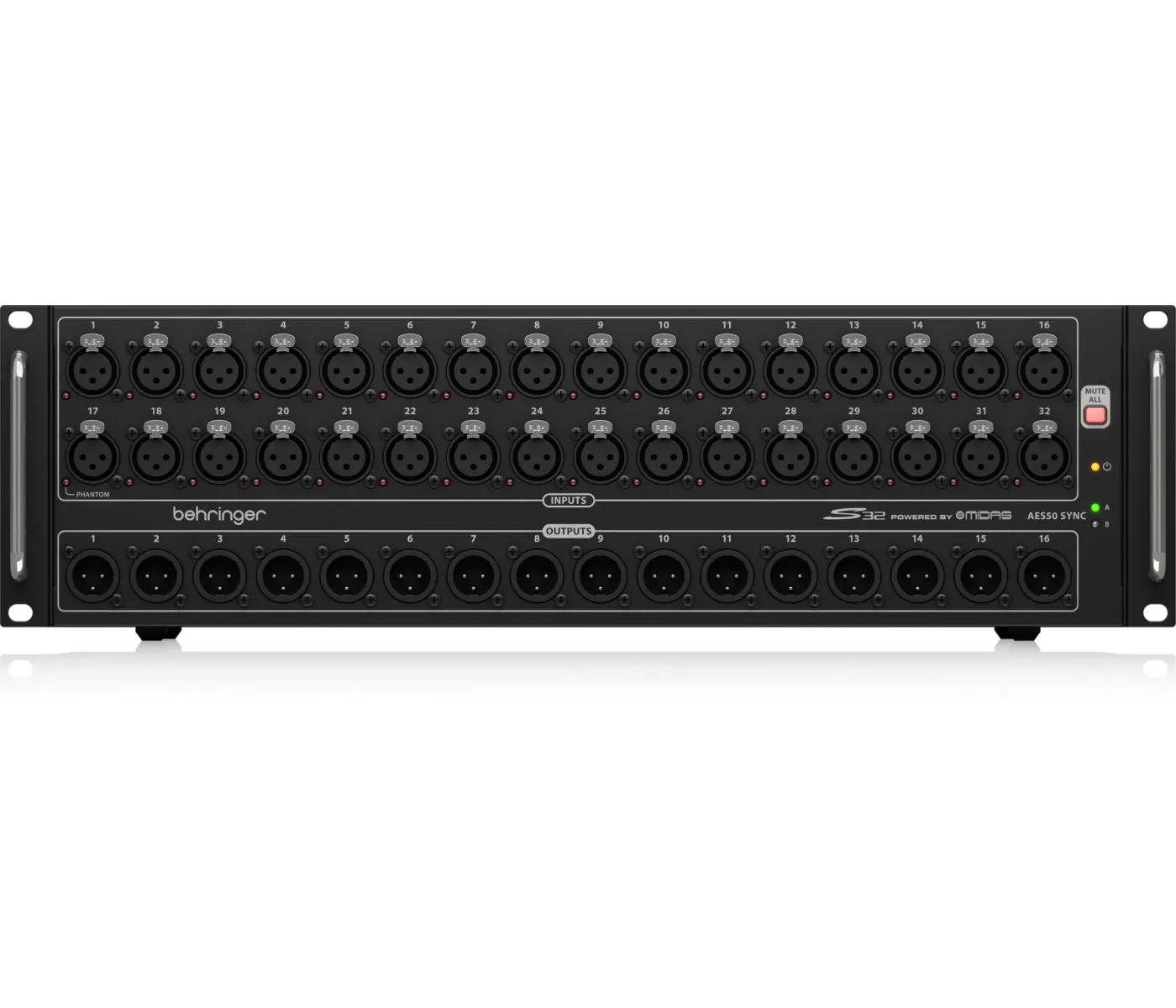Behringer S32 32-Channel I/O Box with Midas Preamps, 16 Outputs & AES50 Networking - Klark Teknik SuperMAC