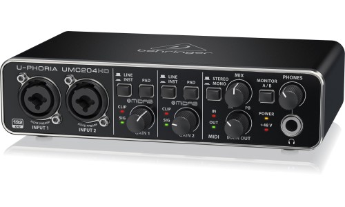 Behringer U-Phoria UMC204HD USB Audio Interface with Midas Mic Preamplifiers