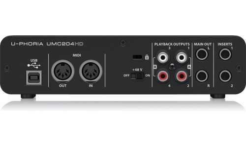 Behringer U-Phoria UMC204HD USB Audio Interface with Midas Mic Preamplifiers