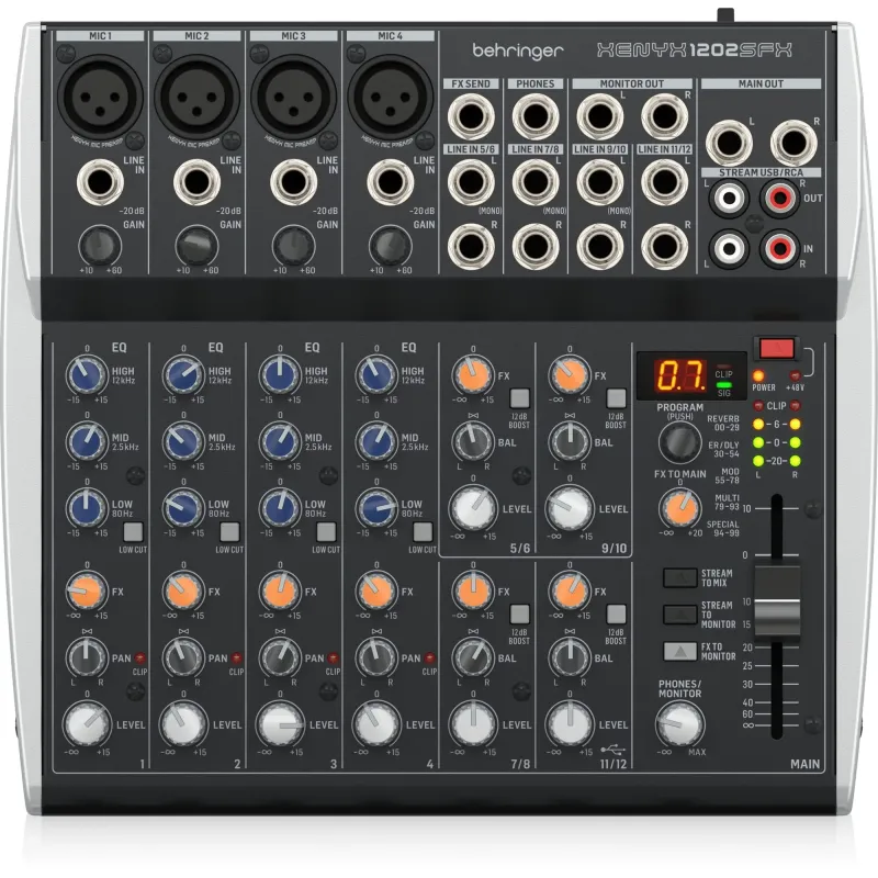 Behringer XENYX 1202SFX Analog Mixer with USB - 12 Input