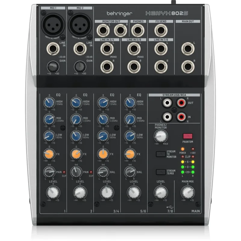 Behringer Xenyx 802S 8 Channel Analog Streaming Mixer