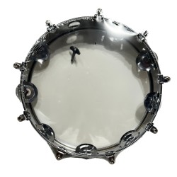 Power Beat CPPM1008 Tambourine 10 Inches with Skin - Chrome