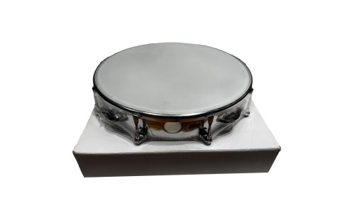 Power Beat CPPM1008 Tambourine 10 Inches with Skin - Chrome