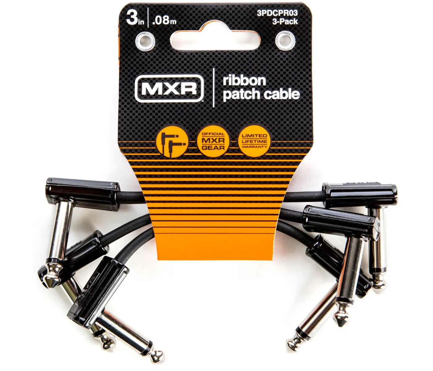 Jim Dunlop 3PDCPR03 Right Angle to Right Angle Ribbon Pedalboard Patch Cable - 3 inch (3-pack)