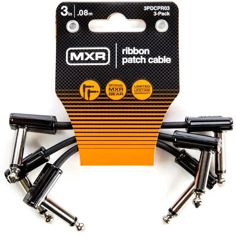 Jim Dunlop 3PDCPR03 Right Angle to Right Angle Ribbon Pedalboard Patch Cable - 3 inch (3-pack) Jim Dunlop 3PDCPR03 Right Angle to Right Angle Ribbon Pedalboard Patch Cable - 3 inch (3-pack)