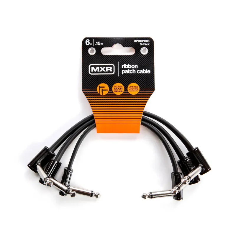 Jim Dunlop 3PDCPR06 MXR 6 inch Right Angle to Right Angle Ribbon Pedalboard Patch Cable - 3 Pieces Jim Dunlop 3PDCPR06 MXR 6 inch Right Angle to Right Angle Ribbon Pedalboard Patch Cable - 3 Pieces