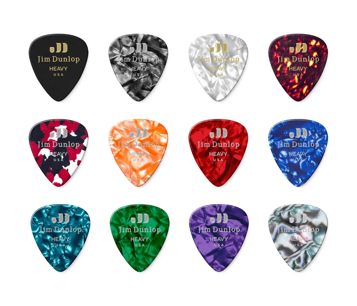 Jim Dunlop PVP107 Celluloid Picks Variety Pack - Heavy Gauge - 12 Picks
