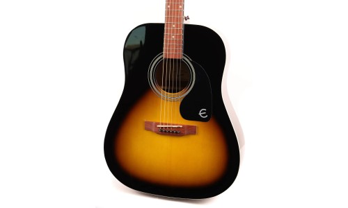 Epiphone EA10VSCH1-Bun DR-100 Vintage Sunburst Acoustic Guitar Any of 2 Packs Strings, 3pcs Alice Picks, Softcase Bundle