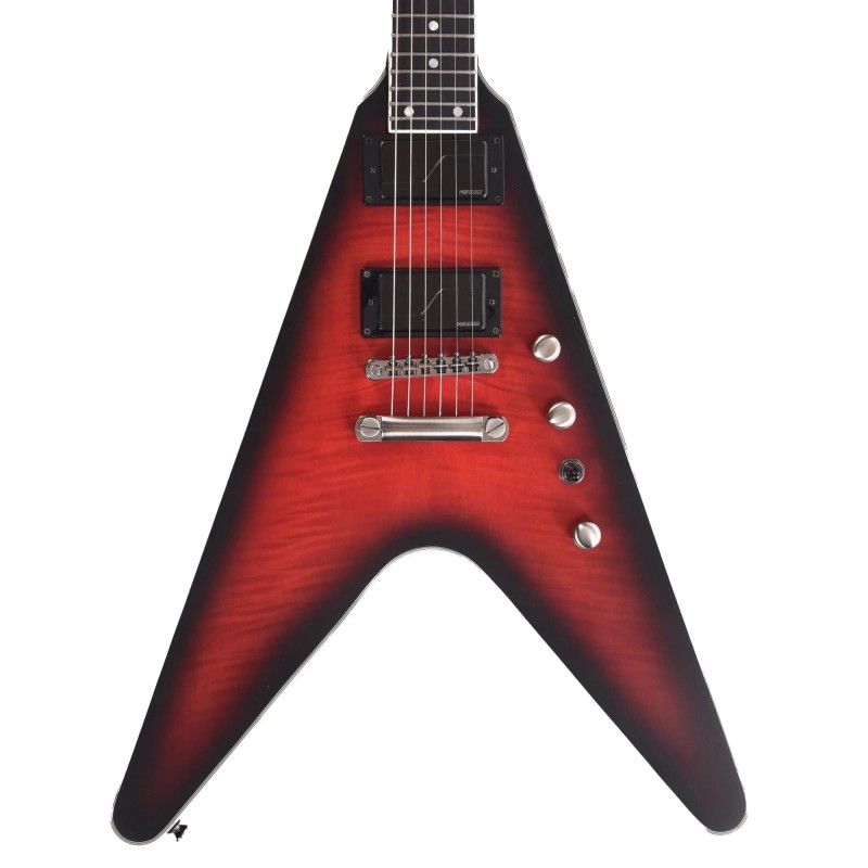 Epiphone EIGYVFDMDRBH3 Artist Dave Mustaine Prophecy Flying V Figured Electric Guitar - Aged Dark Red Burst