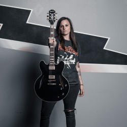 Epiphone ETSEWBAGGH3 Artist Emily Wolfe Sheraton Stealth Semi-Hollowbody Electric Guitar - Black Aged Gloss