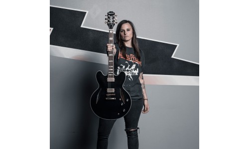 Epiphone ETSEWBAGGH3 Artist Emily Wolfe Sheraton Stealth Semi-Hollowbody Electric Guitar - Black Aged Gloss